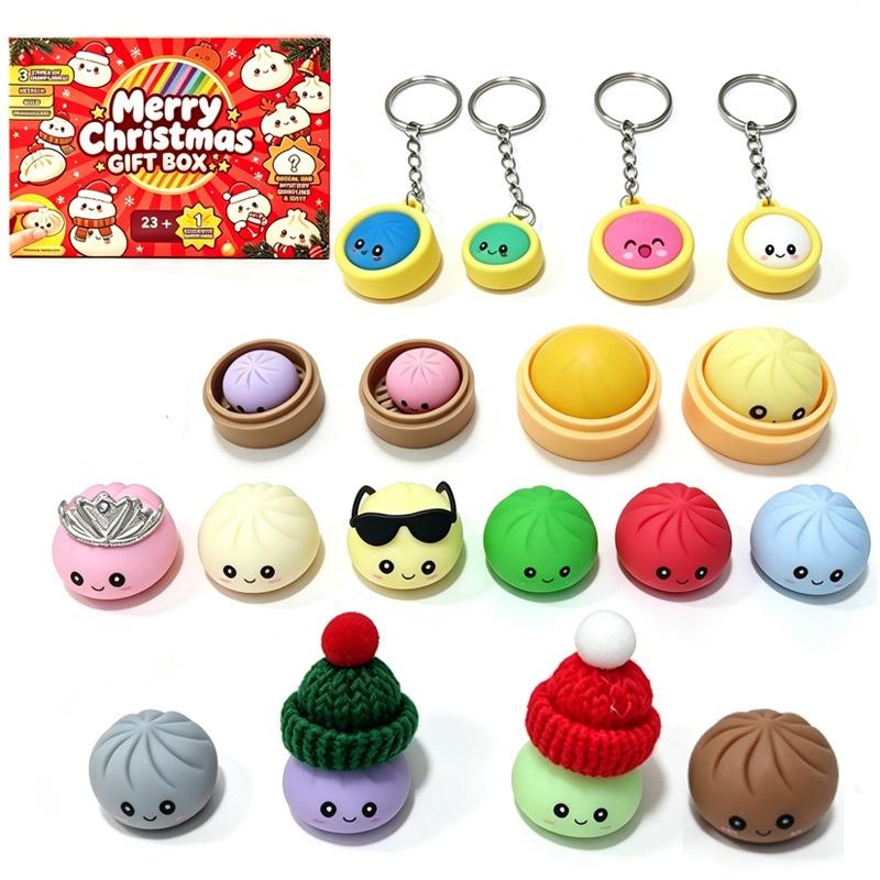Geheimnisvolle Knödel-Adventskalender mit 24 Überraschungsspielzeugen Perfekt für Kinder Weihnachtsgeschenke Spielen