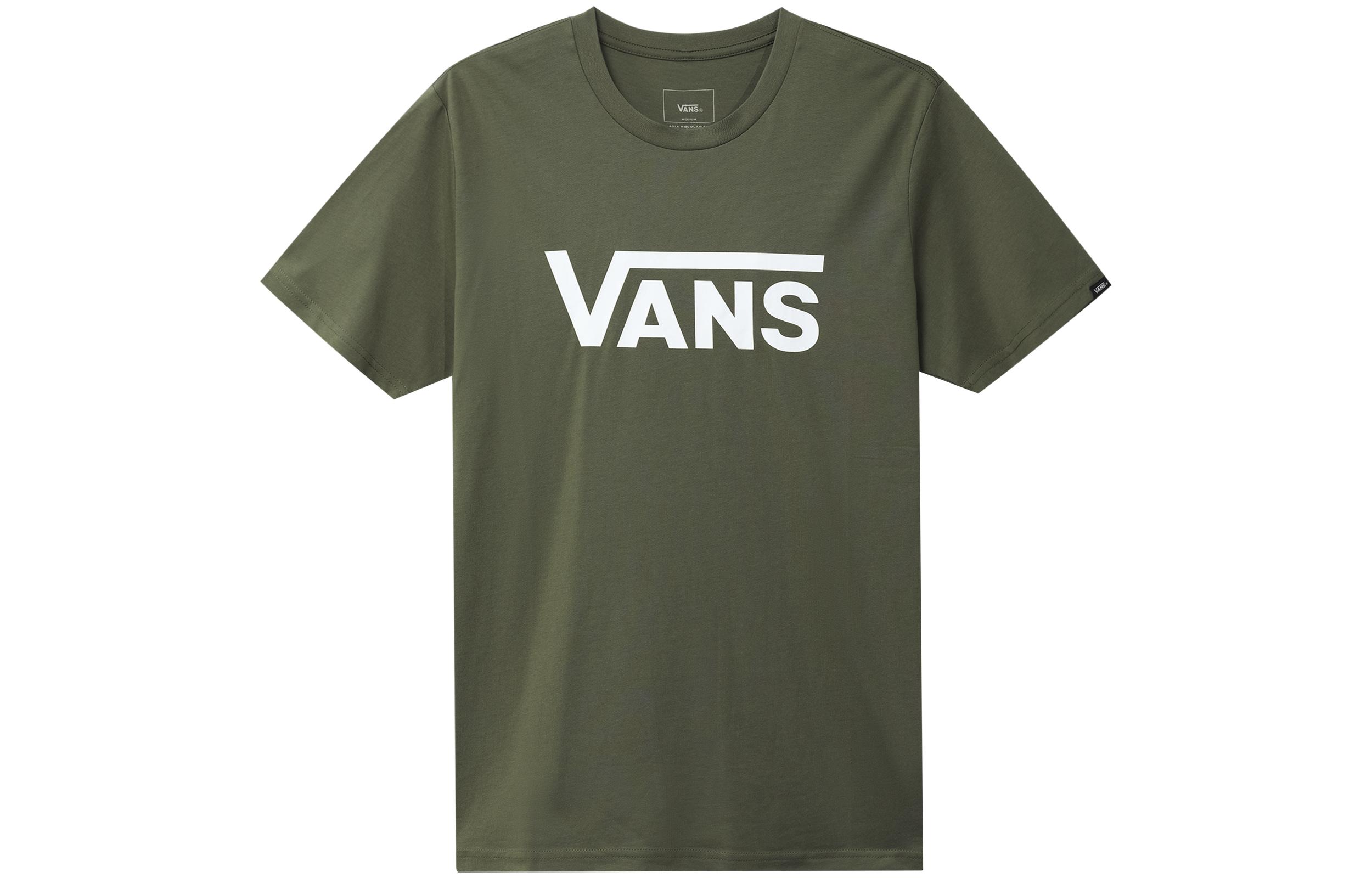Vans T Shirts Men s Army Green Crew Neck Moderate Straight Fit VN0A4MM6KCZ M