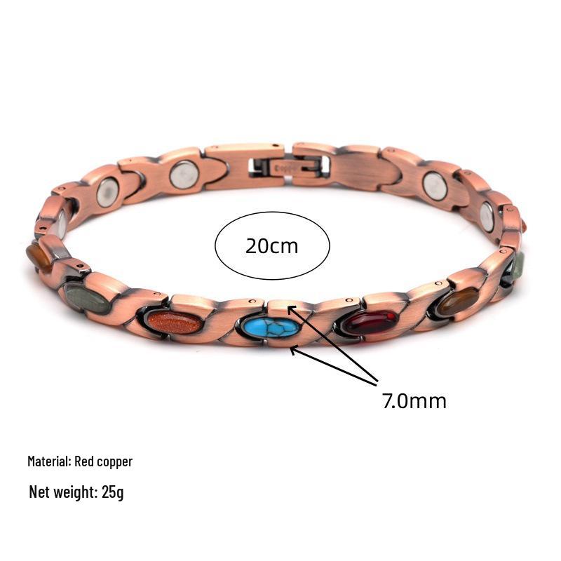 Яркий бирюзово-медный женский браслет с магнитами - Гипоаллергенный и модный