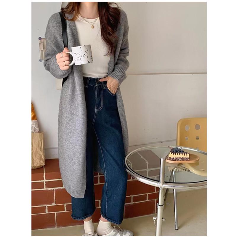 Women's Retro Mid-Length Knitted Cardigan - 2024 Autumn Casual Loose Style Sweater Coat