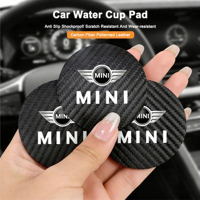 2Pcs Leather Coaster Anti-noise Water Cup Pad Cushion For BMW Mini Works Cooper F54 F55 F56 F57 F60 R50 R52 R53 R55 R56 R57 R58