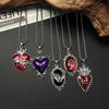 Gothic Bat Rose Heart Cross Pendant Necklace - Hip Hop Unisex Sweater Chain