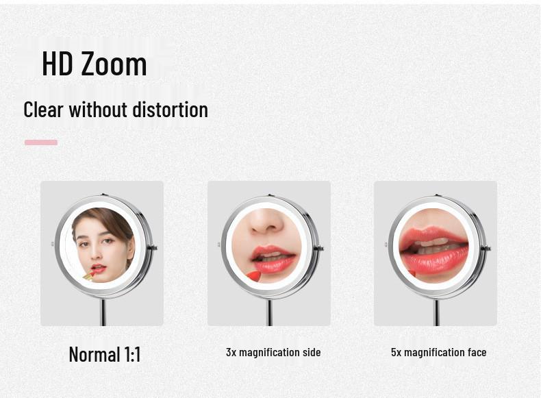 Double-Sided LED Wall-Mount Vanity Mirror with Magnification and Light
