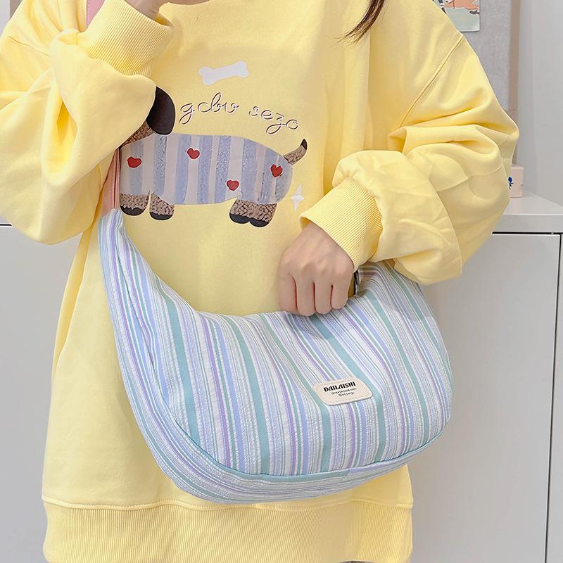 Girl Sweet Shoulder Bag New Striped High-end Casual Messenger Bag Versatile Personality Dumpling Bag