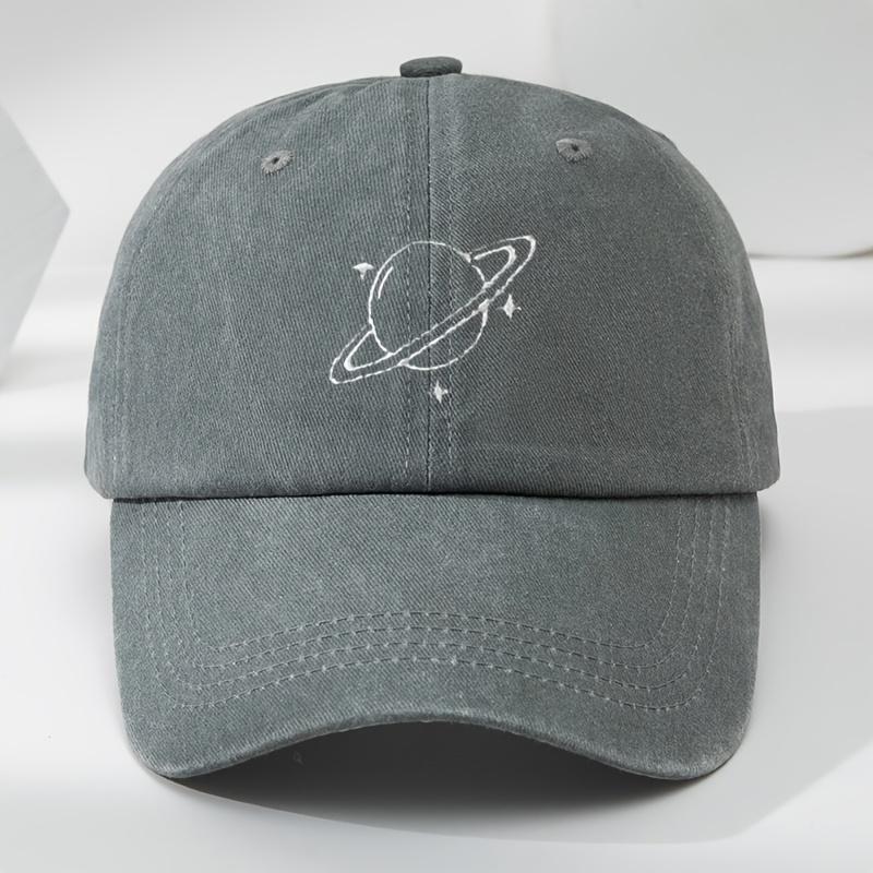 Creative Space Planet Embroidered Baseball Cap Classic Washed Vintage Duckbill Hat Outdoor Sports Casual Hat
