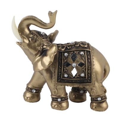 Złoty Kolor Elegancka Statuetka Słonia Ornament Figurka Dekoracja Domu Biura Prezent (M)