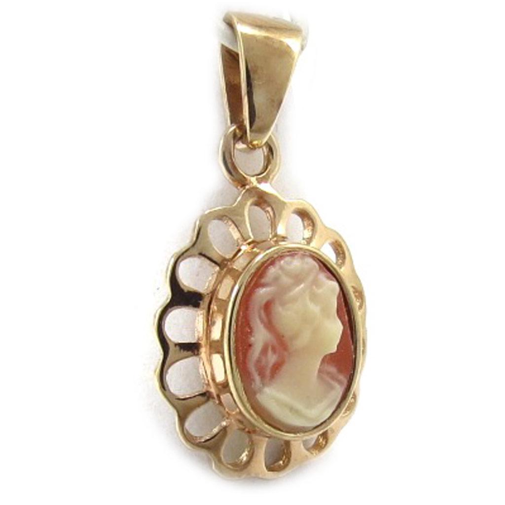 Les Trésors De Lily [D3328] - Pendentif Plaqué Or 'Chère Camee' orange/ Orange doré - 15x14 mm
