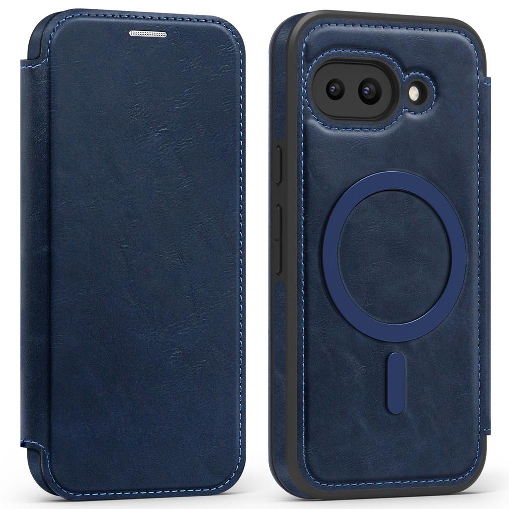 For Google Pixel 9a Case Compatible with MagSafe RFID Blocking Card Holder Leather Phone Cover