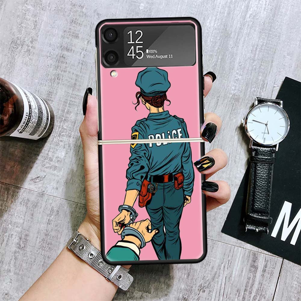 Police SWAT FBI Cases For Samsung Galaxy Z Flip 4 5 6 7 3 Z Flip7 Flip6 Flip4 Flip5 Flip3 5G Hard Shockproof Fundas Cover Galaxy