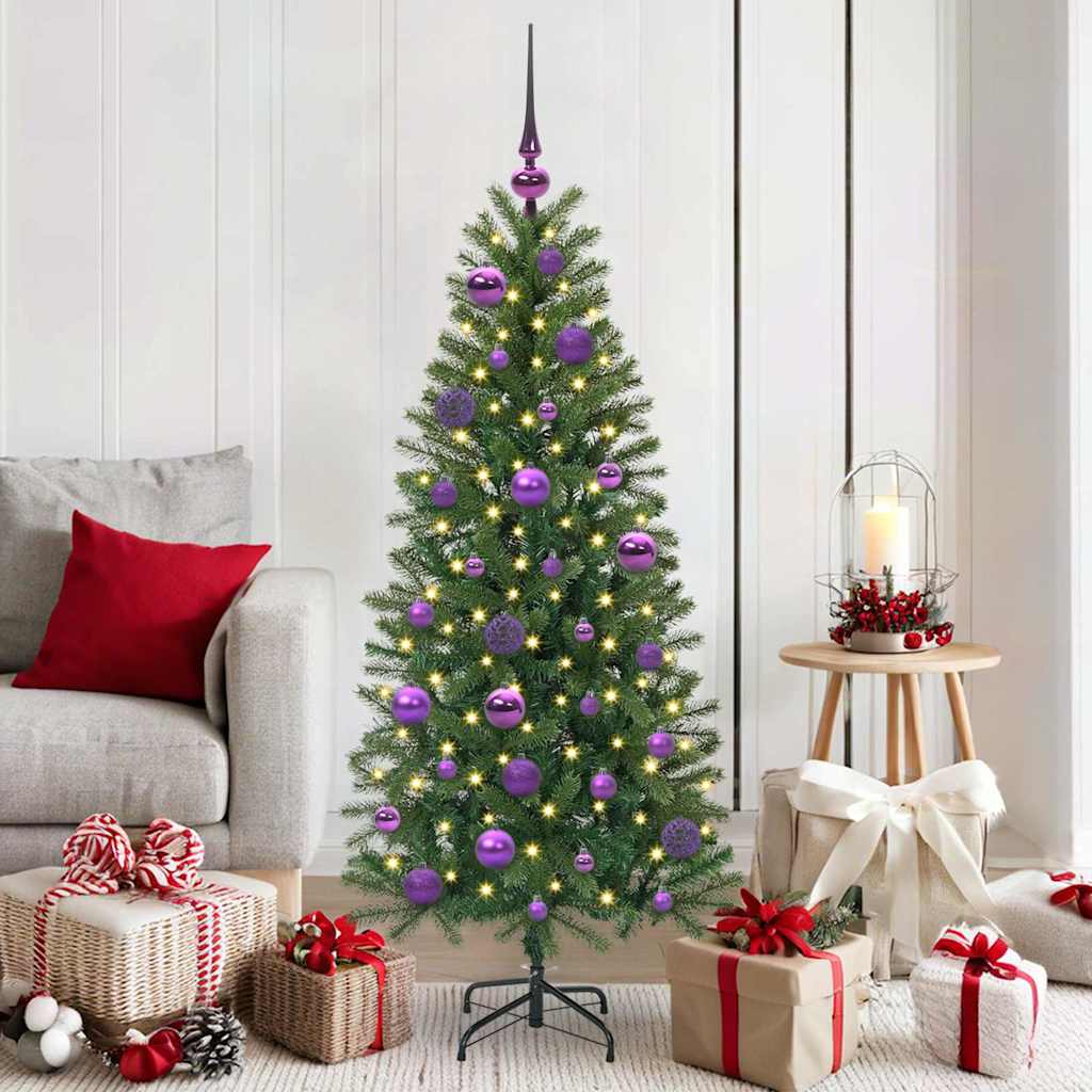 Christmas Ornament Set with 150 LEDs 61 pcs Purple Plastic