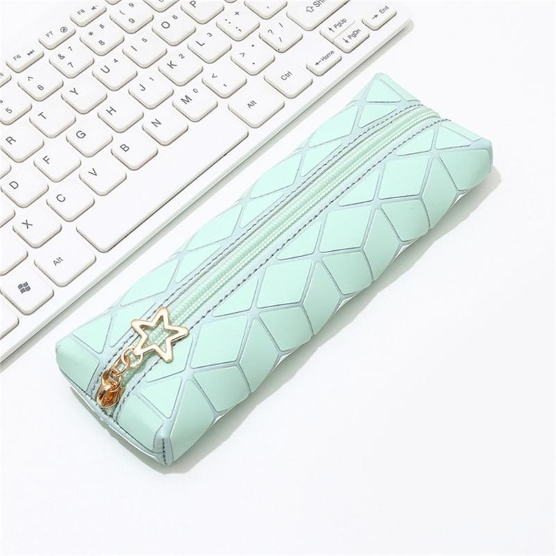 Waterproof Leather Pencil Case Zippered Pencil Pouches Large Compartment Portable Pen Organiser Bag For Student Adult