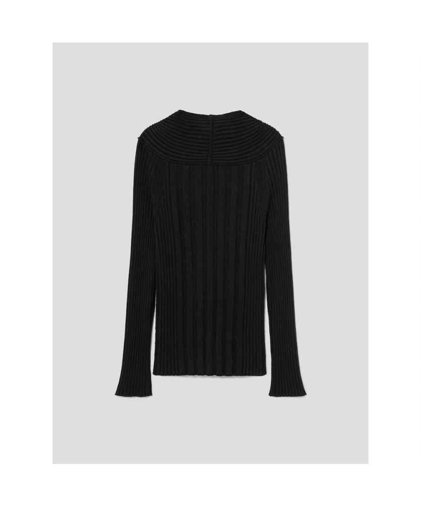 Anggae Tube Neck Rib Pullover Black