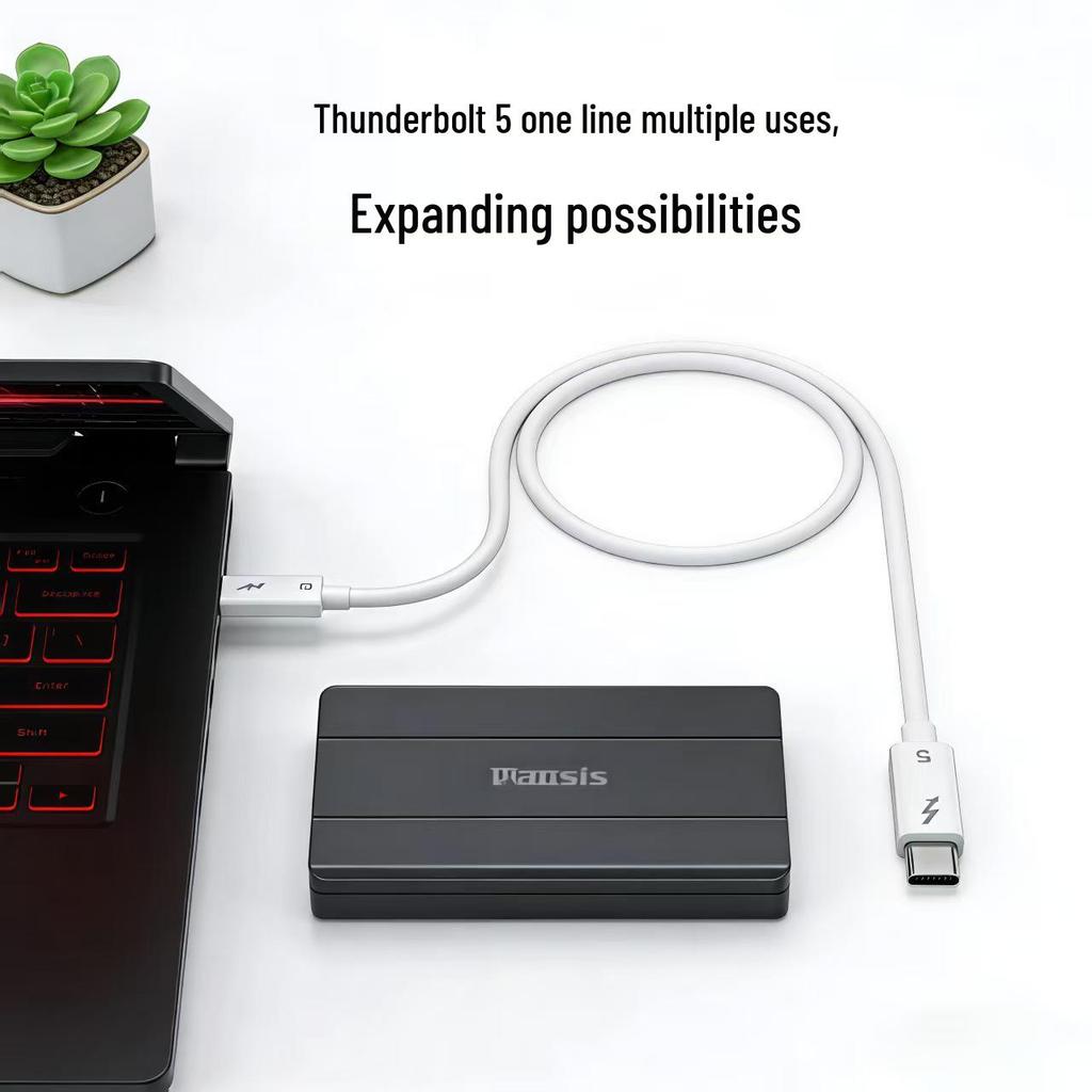 USB4/Thunderbolt 5 Dual Type-C Cable, 80Gbps Bi-directional, PD240W Fast Charging/Data Cable for Laptop & Phone.