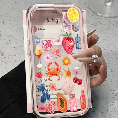 Buntes Sommerfruchtmuster 2-in-1 Klare Hülle Für Samsung Galaxy S26 Ultra S25 S23 FE S24 S22 A57 A37 A55 A54 A36 A35 A16 Abdeckung