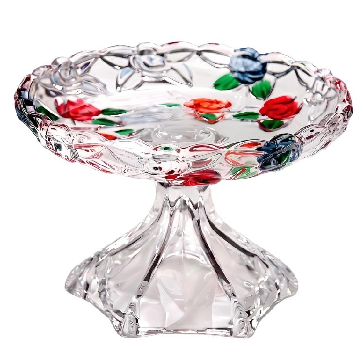 

Classical Embossed Floral Glass Serving Bowl Storage Dish Tray For Dry Fruits And Centerpieces Decoration