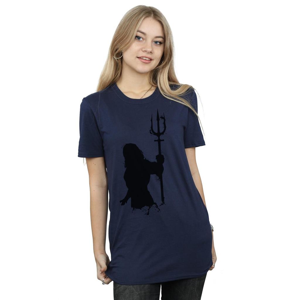 DC Comics Womens/Ladies Aquaman Mono Silhouette Cotton Boyfriend T-Shirt