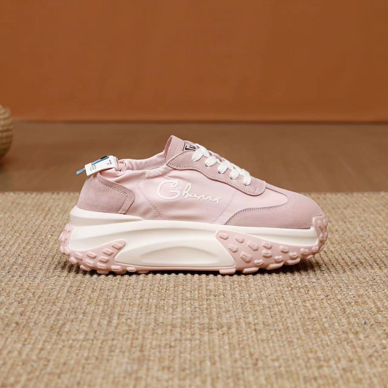 

Женские спортивные туфли из сетчатой ткани, дышащие и удобные, летние, новые модные туфли-буфы на толстой подошве, универсальные, повседневные туфли для папы 40 розовый