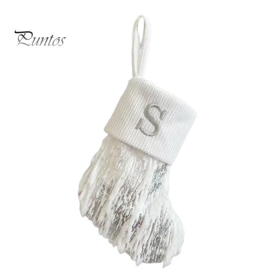 1ks vánoční bílá punčocha dopisní výšivka pletené ručně vyráběné opakovaně použitelné vánoční stromeček závěsný dárkový sáček punčochový přívěsek party sváteční dekorace