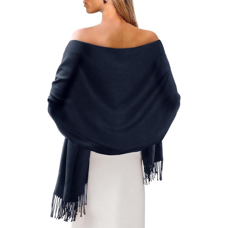 European-American Thickened Warm Winter Scarf: Long, Wide, Imitation Cashmere Shawl In Solid Colors