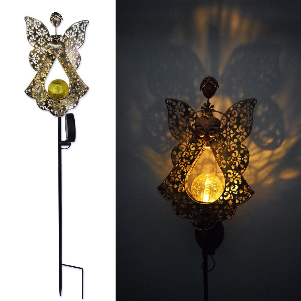 Antique Iron Art Solar Garden Lights: Moon & Sun Design Landscape Spotlight