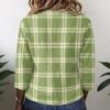 Women's Cotton Linen Shirt with Printed Pattern, Three-Quarter Sleeve Casual Blouse for Everyday Wear