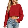 Women's Oversized Cropped Neck Sweatshirt for Casual Daily Wear
