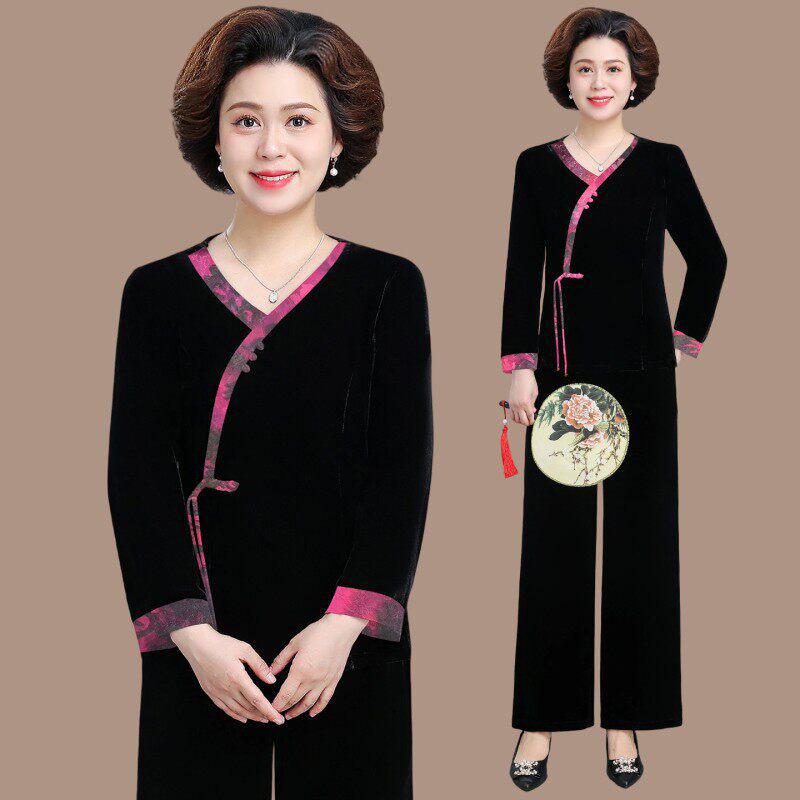 Spring Corduroy Sportswear Set for Middle-aged Women - 2025 Style Two-Piece Jacket Outfit
