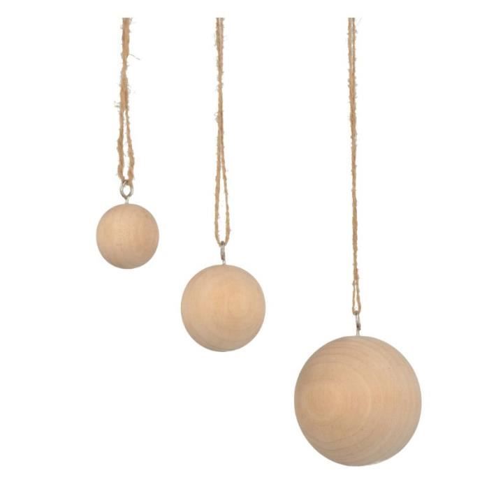 Christmas Balls - Artemio - 4 Cm - Wood - Customizable - Hanging Rope