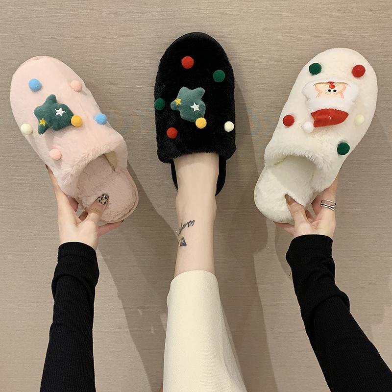 Fashion Women's Slippers Round Toe Flat Shoes for Women Closed Toe Slip On Indoor Slides Platfoem Fashion Anti-slip Home Cotton Shoes