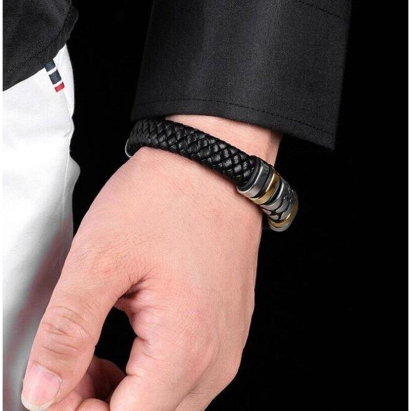 New Fashion Men's Punk Hot-selling Bracelet Leather Braided Bangle