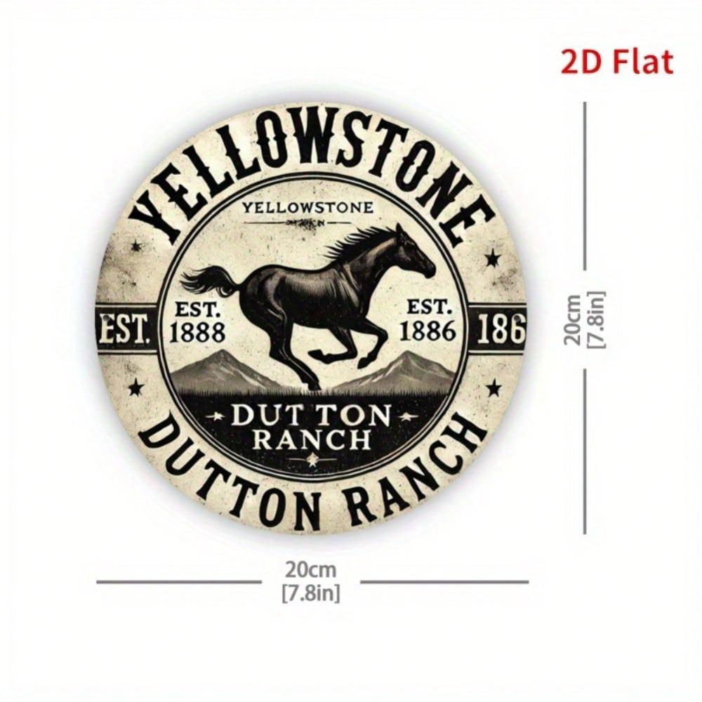 Cartello in Metallo con Cavallo Montagna Rustico Decorazione Murale Western Yellowstone