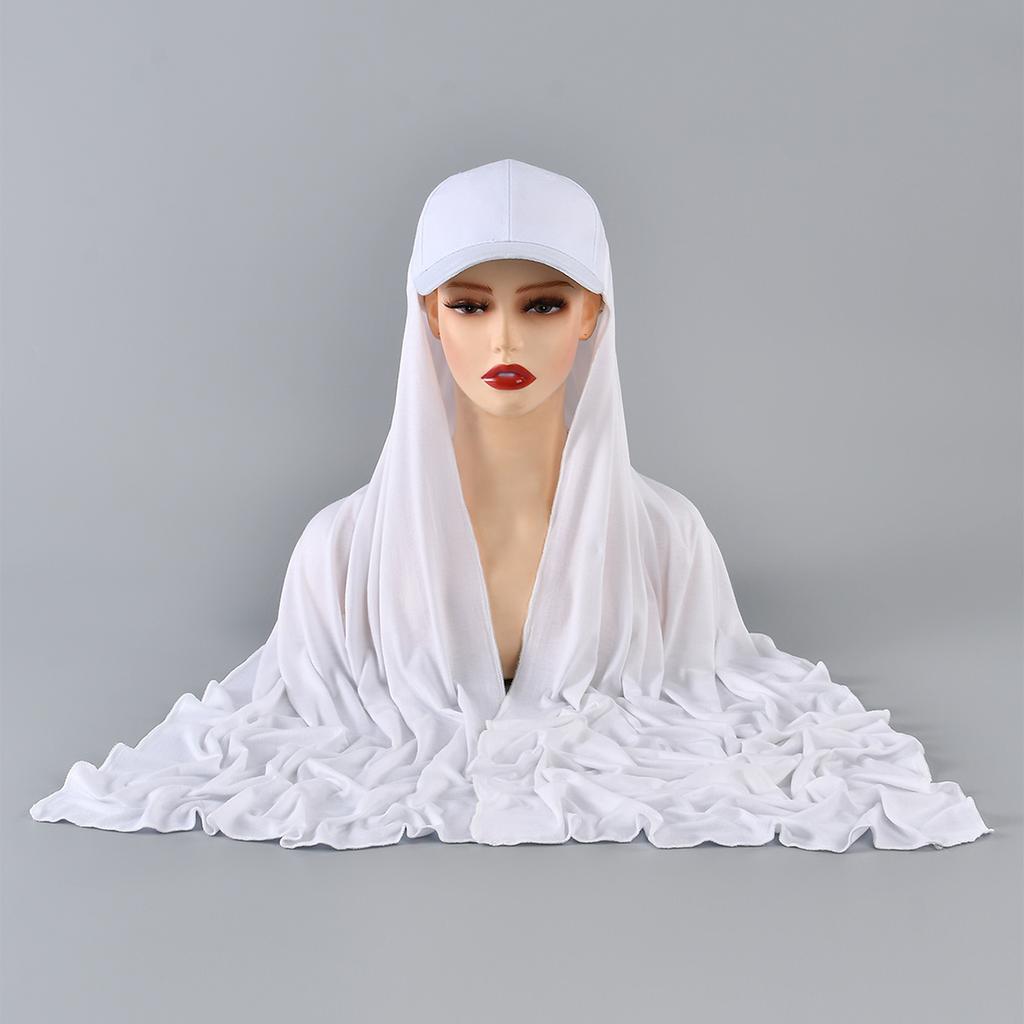 Solid Jersey Modal Hijab Scarf With Baseball Cap Woman Muslim Instant Hijabs Shawl Fashion Sports Scarves Accessories
