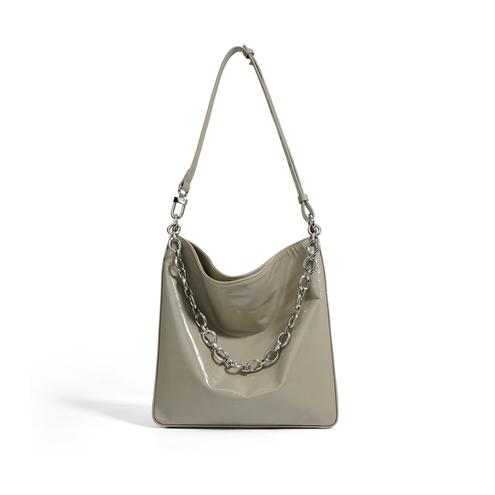 

Сумка из натуральной кожи с цепочкой, вместительная, женская сумка-тоут, нишевый дизайн, высококачественная сумка на одно плечо для поездок на работу