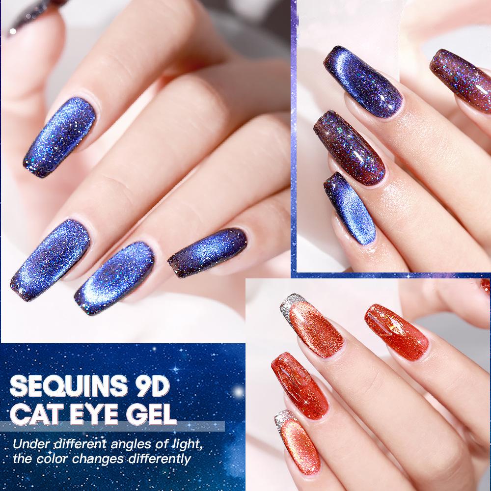 Universal Colorful Cat's Eye Glue Nail Polish Glue Laser Rainbow Glare Spar Rainbow Cat's Eye