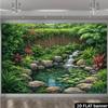2D Lush Jungle Waterfall Backdrop with Lily Pads for Studio Photoshoot