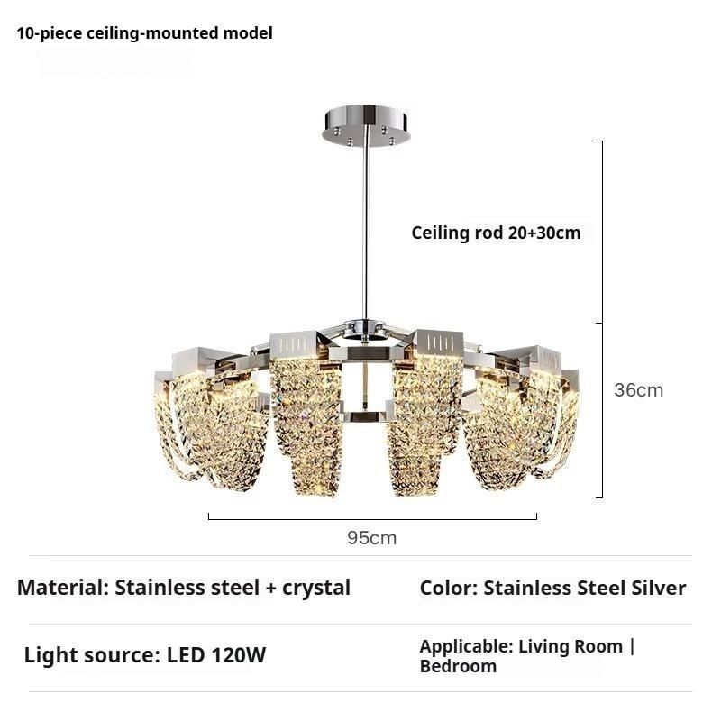 Luxury Chrome Crystal Chandelier Luster Led Ceiling Chandeliers for Villa Living Dining Room Bedroom Postmodern Home Decor