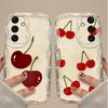 Cartoon Red Cherry Lichee Clear Phone Case For Samsung Galaxy S23 S24 S25 S26 Ultra S22 S21 S20 Plus FE A15 A35 A54 A55 Cover