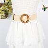 Waist Rope Weave Bamboo Kno Imitation Woven Round Buckle Women Waist Belt Gift