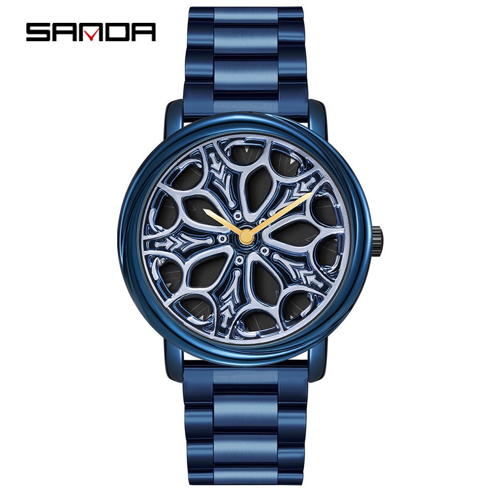 Sanda Meilleure Vente 1088 Montre pour Adolescent: Personnalisé, Cadran Rotatif 3D, Tendance, Quartz Étanche.