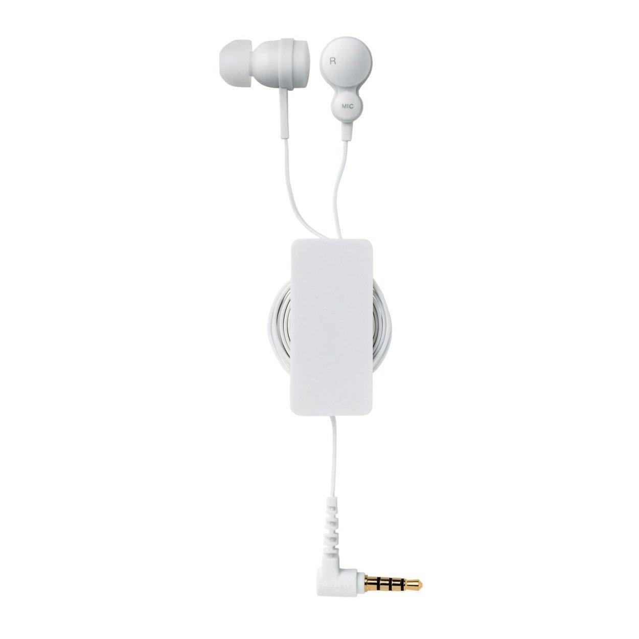 

ELECOM Stereo Earphones with Microphone and Cord Winding Reel 80cm White EHP-CS3540RWH