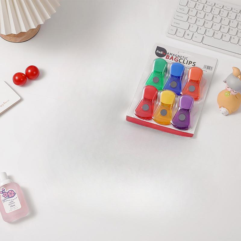 

6 шт. Машина для запечатывания, портативная магнитная всасывающая машина для запечатывания пластиковых пакетов для еды и закусок, быстро открывающаяся клипса для пакетов