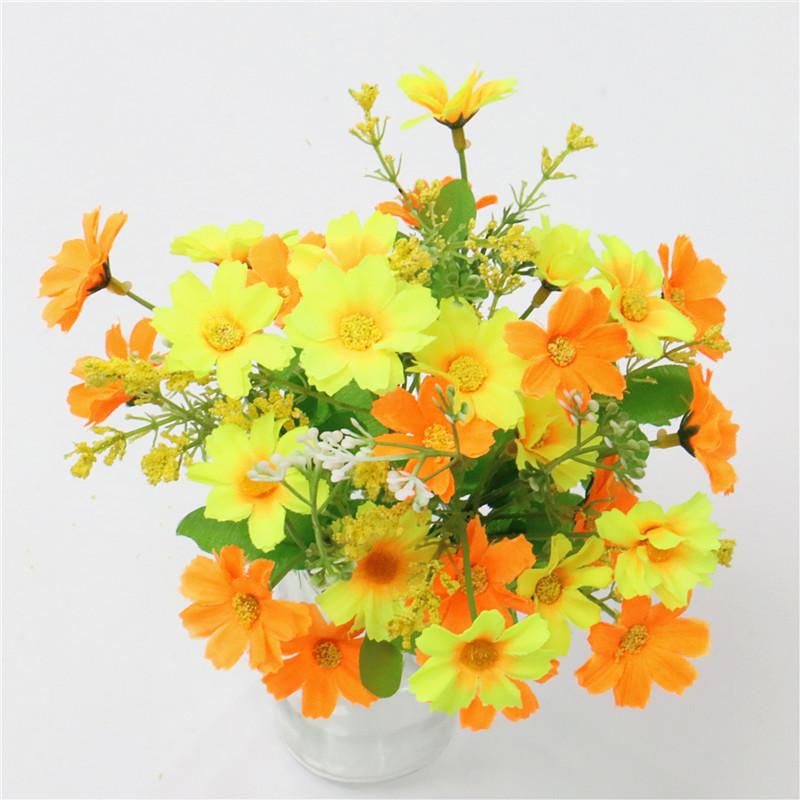One Bouquet 7 Branch 28 Heads Cute Silk Daisy Artificial Decorative Flower DIY Wedding Floral Arrangement Home Room Table Decor
