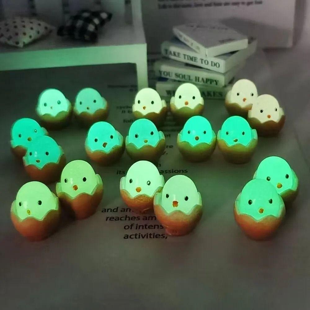 Dolls Figures Luminous Chicken Ornament Micro Landscaping Chicks Car Ornaments  Home Deco