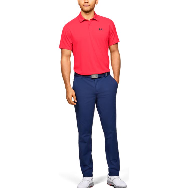 Under Armour Polo Shirts Men's Red Polo Collar Moderate Straight Fit 1350035-628