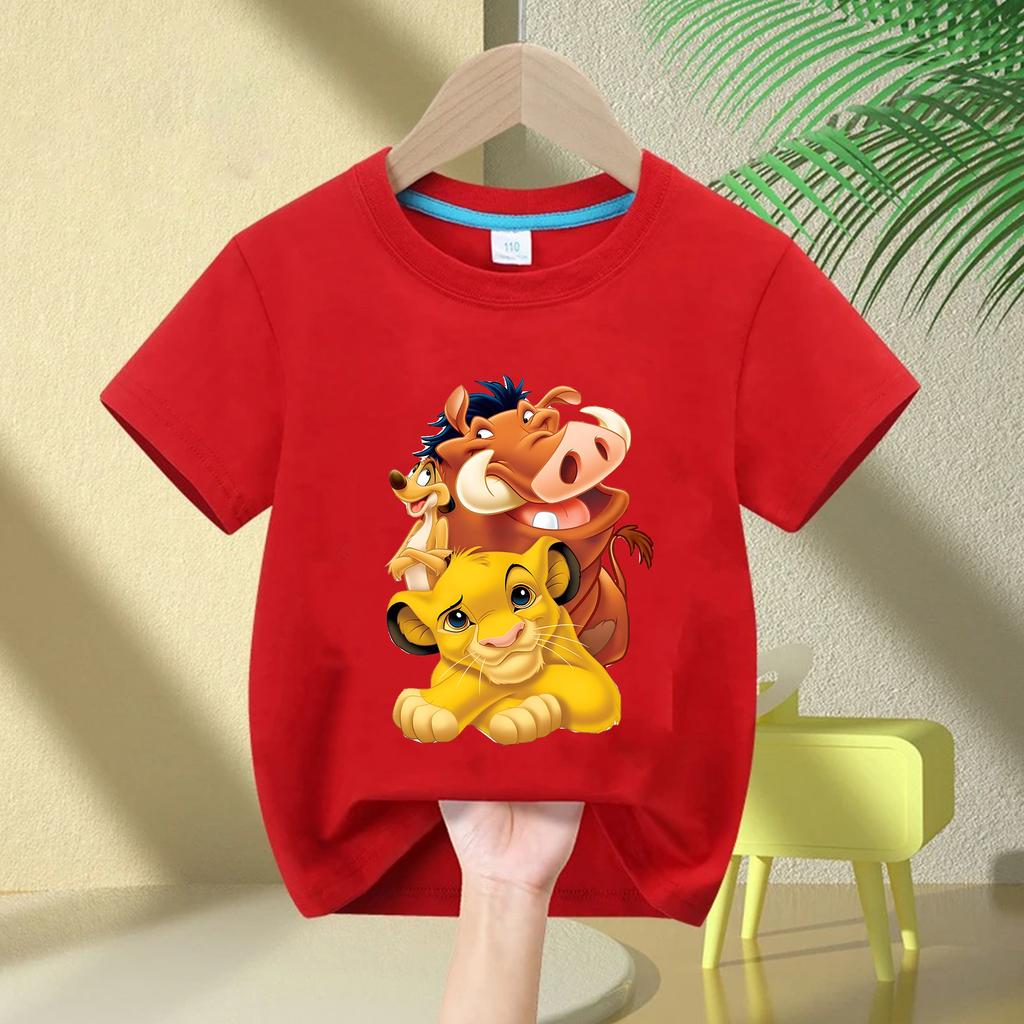 Fashionable Cool Lion King Simba Cartoon Print Children's 2026 Summer Breathable Parent-Child Short Sleeve