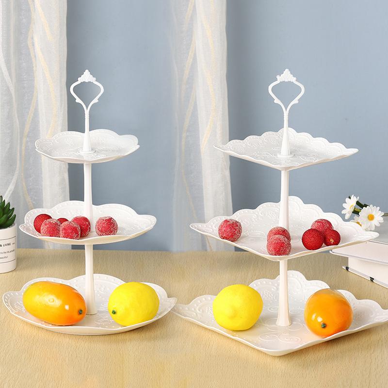 Cake Stand European Style 3 Tier Pastry Cupcake Fruit Plate Serving Dessert Holder Creative Multi-layer Plastic Fruit Plate