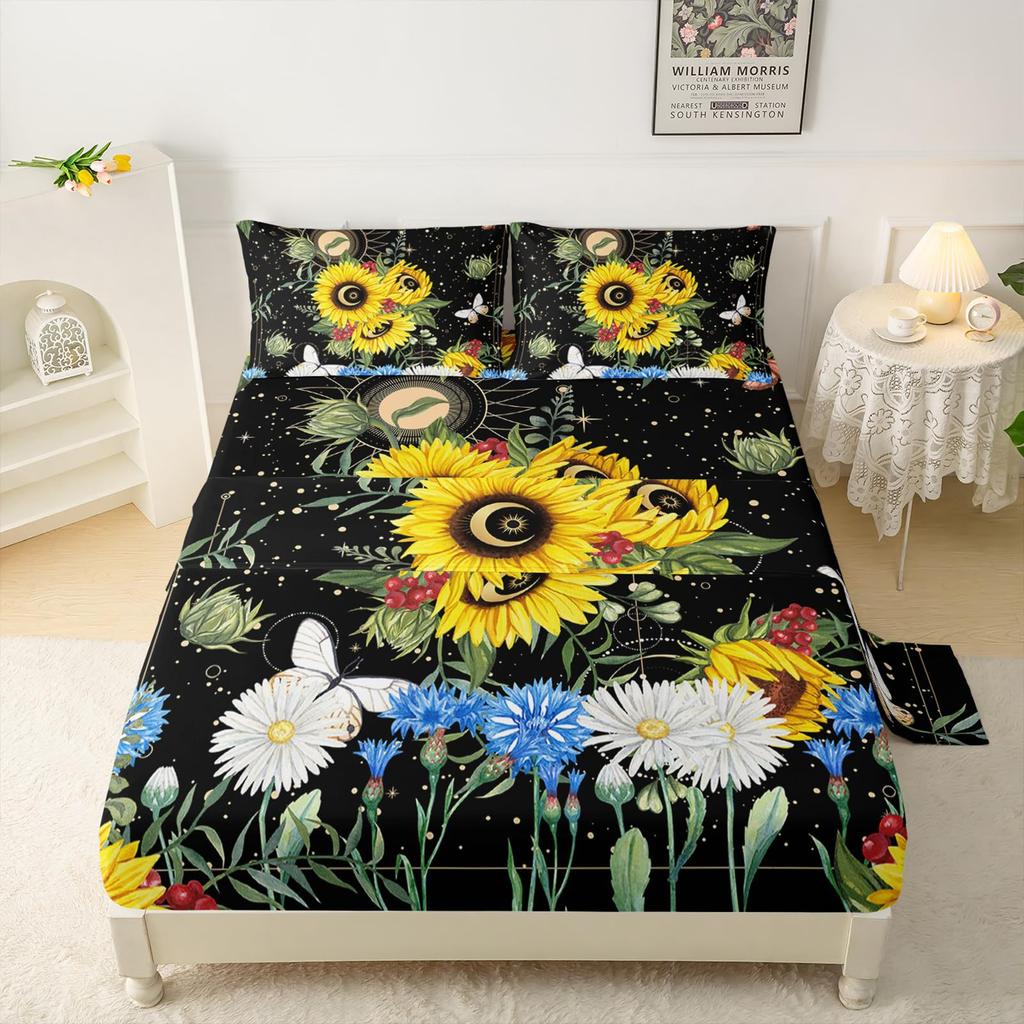 Forest Animal Fox Deer Bear Pattern Sheet Four-Piece Bedroom Room Dormitory Bedding Decoration