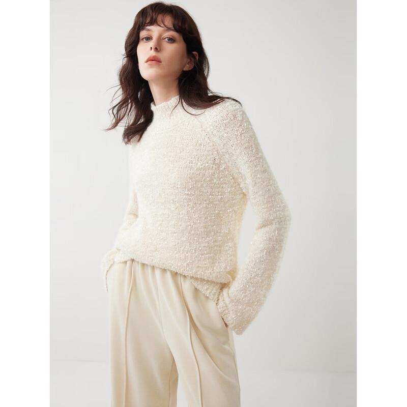 ELLE French Style Lambswool Semi-High Collar Sweater