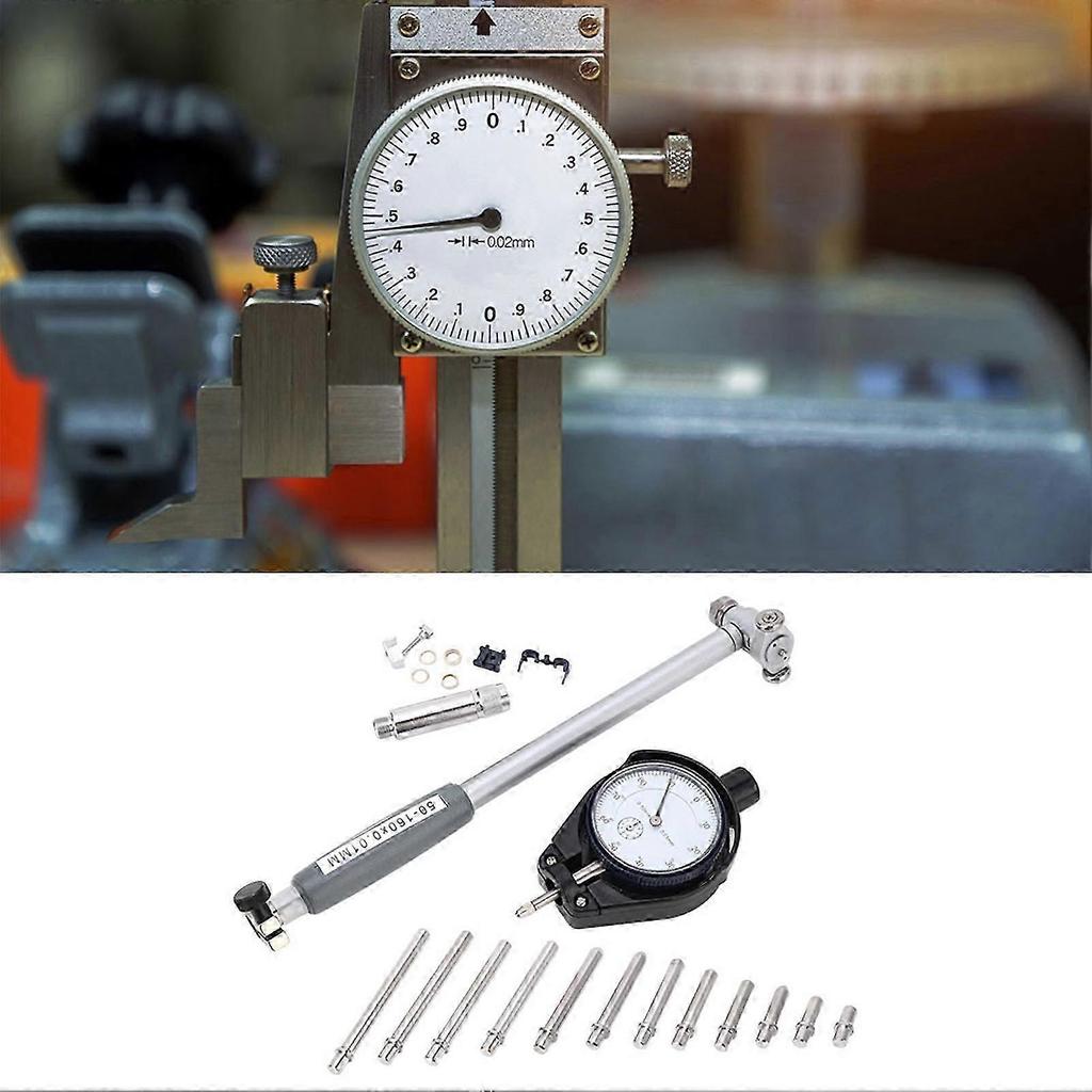 50-160MM Dial Bore Gauge, Digital Bore Gauge Dial Indicator Diameter Inner Diameter Calibrator Engine Cylinder Measuring Tool Set Dial