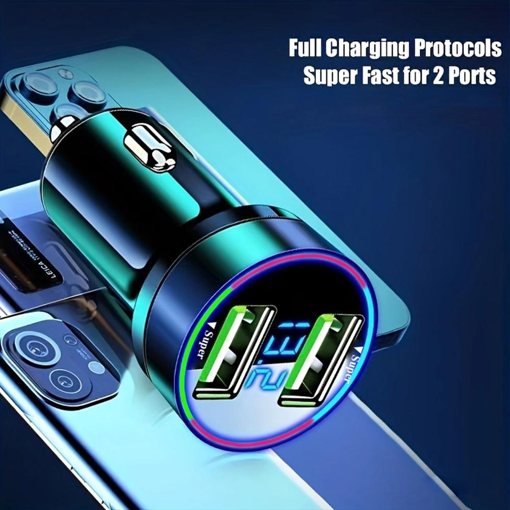 Dual-Port-USB-Autoladegerät, 240 W, superschnell ladender Fahrzeugadapter mit Spannungsüberwachung für iPhone, Samsung, Huawei, Oneplus, Oppo